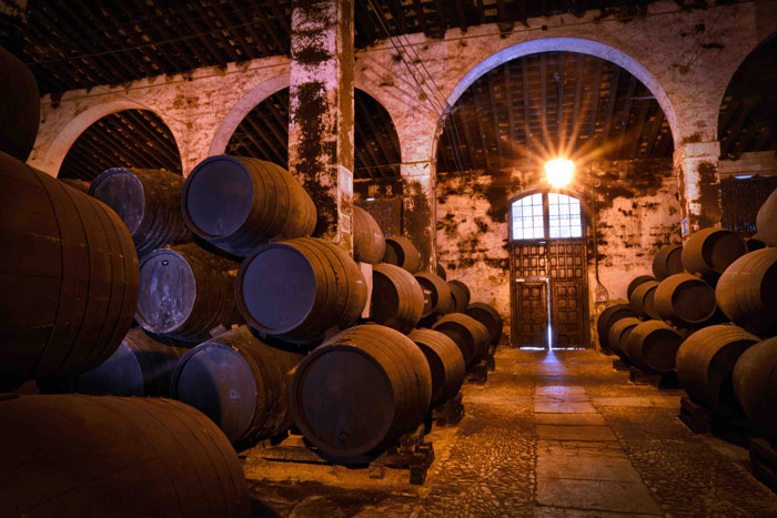Sherry Casks inside a winery in Jerez